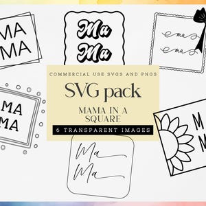 Mama in a Square SVG, Mom Life Laser Engraving File, Cute Mama SVG, Mother&#39;s Day PNG, Stylish Mom Life Design, Digital Download for Creators