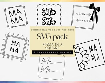 Mama in einem quadratischen SVG, Mom Life Lasergravur, süße Mama SVG, Muttertag PNG, stilvolles Mom Life Design, digitaler Download für Ersteller
