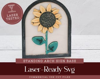 Sonnenblume Einsatz SVG für Arch Schild Basis, DIY Wohnkultur, digitaler Download für Laserschneiden, kommerzielle Nutzung Datei für Maker as1