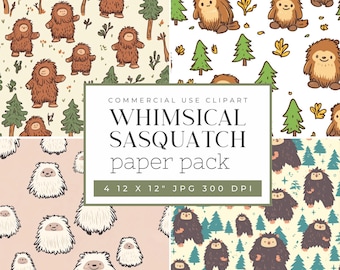 Skurril Big Foot Musterdesign, Sasquatch Digital Download, Cute Yeti Scrapbook Seite für Kinder, sich wiederholenden Hintergrund für kommerzielle Nutzung