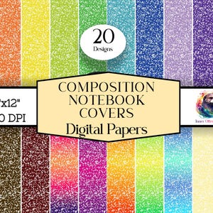 Composition book Cover Digital Paper for Back to School Planner, Printable School Supply Scrapbook Paper, Digital Journal Cover for Teacher