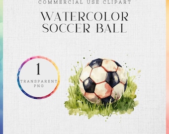 Aquarell Fußball Clipart, Sportball Transparente PNG, Sofortiger Download Fußball Bild, Sport Grafik Clipart für den kommerziellen Gebrauch