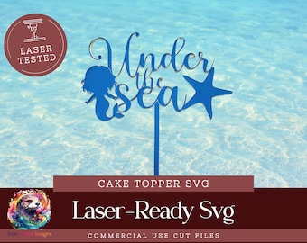 Under the Sea Cake Topper SVG, Mermaid Baby Shower Cut File, Nautical Birthday, Decorations, Ocean Party File for DIY Cake Topper