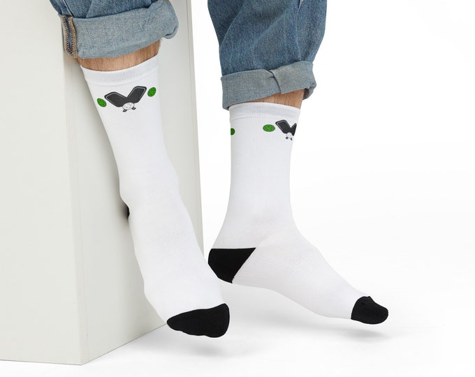 Pickleball Crew Socks, Custom socks, Gift Idea, Unique Socks, Gift for Her, Gift for Him, Sports socks, Fun socks, Pickleball Gift