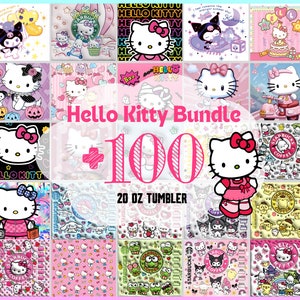 100 Kitty Coffee Tumbler Bundle, Cartoon Tumbler, Tumbler Wrap, Spring Flower Pink Cat PNG, 20oz Straight Skinny Wrap, Full Tumbler Wrap