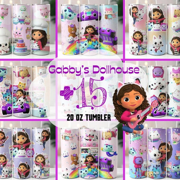 Gabby's Tumbler Wrap Bundle, 15+ Instant Download 20oz Tumbler PNG Wraps Design, Digital Gabby’s 20 oz Skinny Tumblers Designs