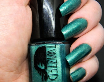 Soul Apothecary - Green Blue Golden Flakes Shimmer Custom Nail Polish Cruelty Free