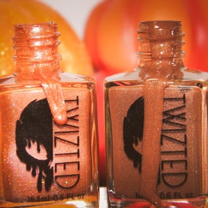 Fall Vibes Duo - Orange Pink Brown Gold Shimmer Holographic Glitter Custom Nail Polish Cruelty Free