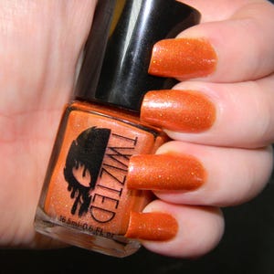 Pumpkin Hex - Orange Pink Holographic Shimmer Custom Nail Polish Cruelty Free