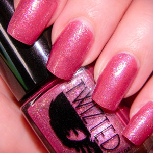 Faerie Fire - Pink Gold Rainbow Holographic Glitter Custom Nail Polish Cruelty Free