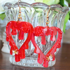 Halloween Dripping Heart Dangle Earrings