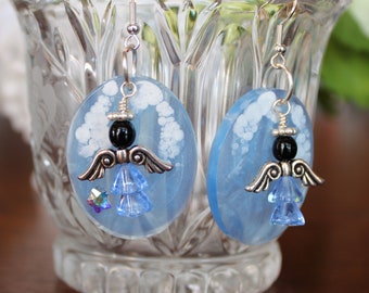 Blue angel earrings