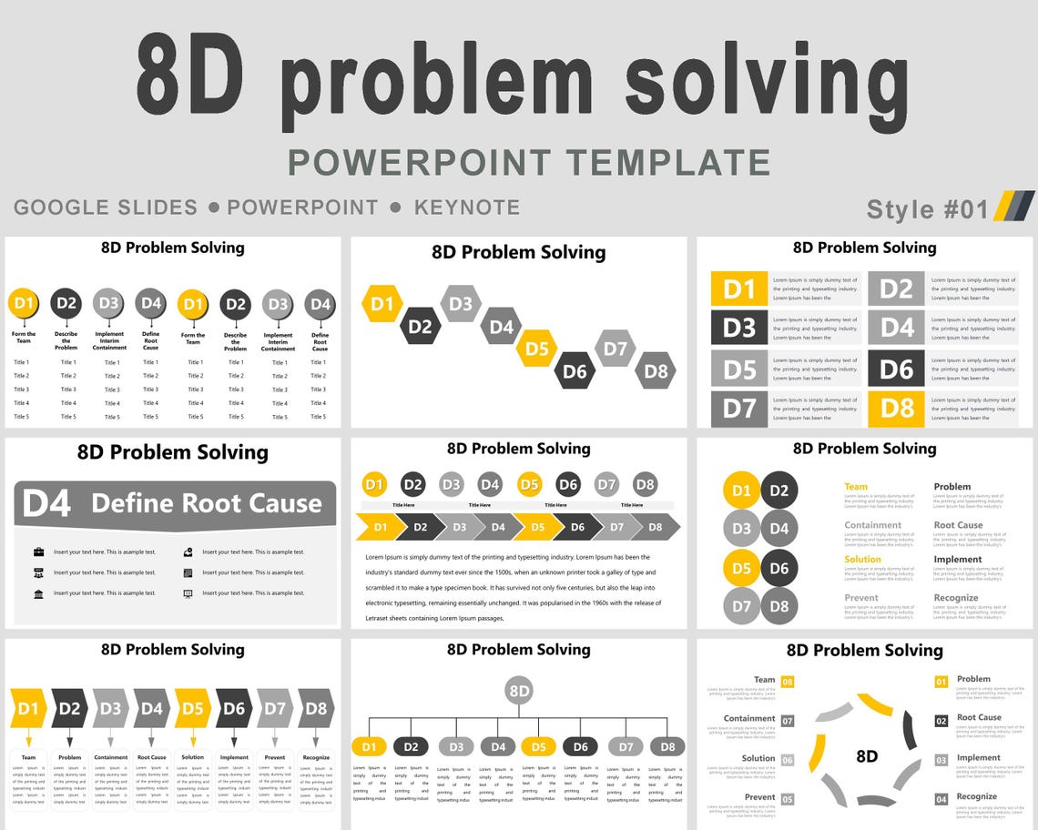 8D Problem Solving Powerpoint Template, Problem Solving Template, 8D ...