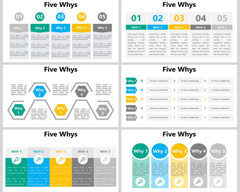 5 Whys Powerpoint Template, 5 Whys Root Cause Analysis, 5 Whys Analysis ...