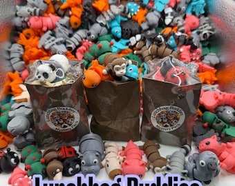 Lunchbag Buddies™ Mystery Pack – 10 Random Articulated Mini Animals, 2‑in Flexible Fidget Toys | Teacher / Nurse Rewards, Desk Gifts