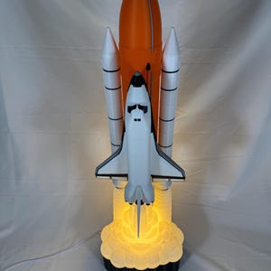 1:100 Scale NASA Space Shuttle Lamp | 3D Printed NASA Rocket Launch Light with LED Bulb And Remote, 33&quot; Tall Display | Optional Name Plate
