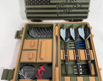 Anpassbarer Dart Case Organizer | Für 3 Darts, 6 Flights, 6 Shafts | Name/Logo | Mix & Match-Farben