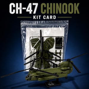 CH-47 Chinook 3D-Printed Kit Card – Snap-Together Army Helicopter Model, No Glue Desk Display, Military Gift, 15in Assembled