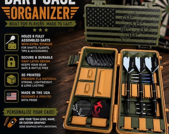 Personalizable Dart Case Organizer | Holds 3 Darts, 6 Flights, 6 Shafts | Custom Name/Logo | Mix & Match Colors | Sports and Games