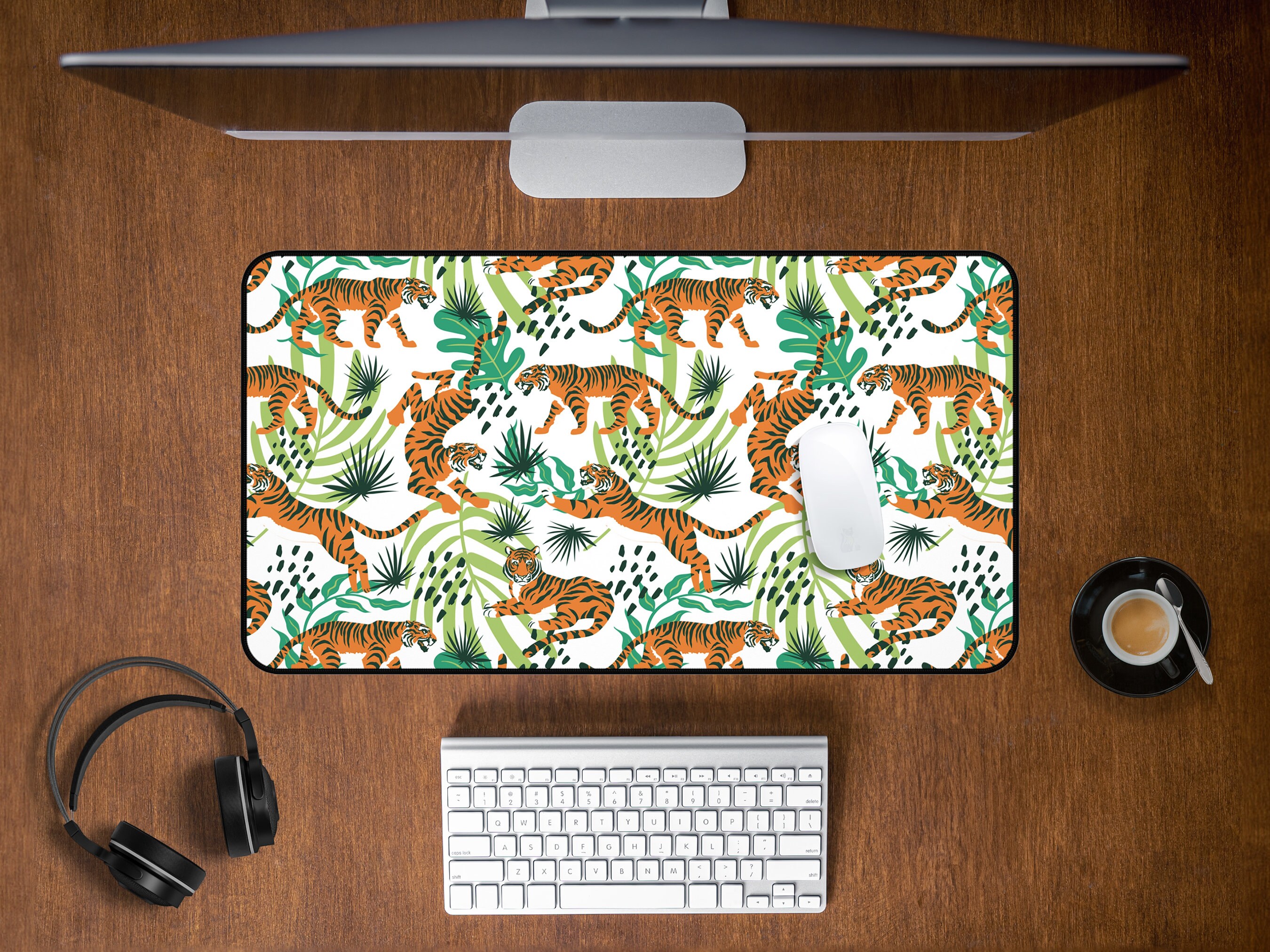 Computer Mat Tiger Cute Tiger Deskmat, Jungle Aesthetic Large Gaming Mouse Pad & Desk Mat ...