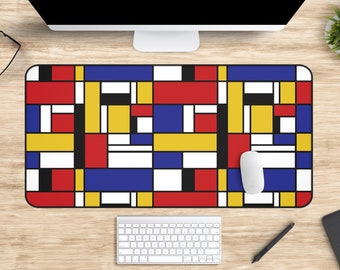 Mondrian Deskmat, Large Mondrian Mousepad, Colorful Art Aesthetic Desk Mat, Piet Mondrian Gifts, Arty Desk Accessory, Mondrian Keyboard Mat