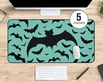 Bat Deskmat, Creepy Cute Bat Desk Mat, Halloween Office Desk Accessories, Colorful Gothic Aesthetic Large Mouse Pad, Gifts for Goths