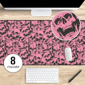 Skull Deskmat, Skeleton Desk Mat, Creepy Cute Aesthetic Spooky Mousepad, Halloween Home Office Decor, Pastel Goth Gifts, Gothic Keyboard Mat