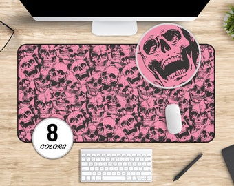 Skull Deskmat, Skeleton Desk Mat, Creepy Cute Aesthetic Spooky Mousepad, Halloween Home Office Decor, Pastel Goth Gifts, Gothic Keyboard Mat