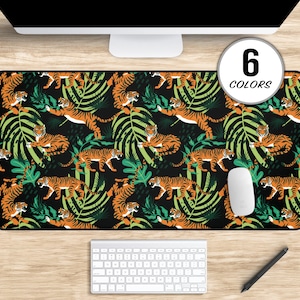 Cute Tiger Deskmat, Jungle Aesthetic Large Gaming Mouse Pad & Desk Mat, Tiger Gifts, Colorful Desk Accessories, Animal Keyboard Mat Desk Pad