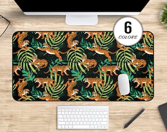 Cute Tiger Deskmat, Jungle Aesthetic Large Gaming Mouse Pad & Desk Mat, Tiger Gifts, Colorful Desk Accessories, Animal Keyboard Mat Desk Pad