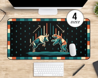 Stock Trader Deskmat and Mousepad, Day Trader Gift for Him, Stock Market Large Gaming Desk Mat, Crypto Desk Accessory Keyboard Mat