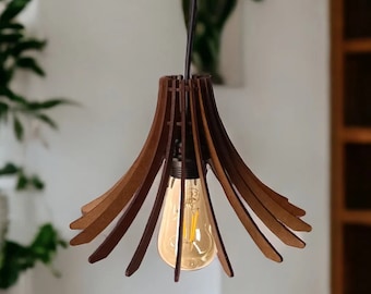 Scandinavian Wooden Pendant Light, Modern Farmhouse Chandelier, Loft Style Light Fixture, Minimalist Ceiling Light, Housewarming Gift
