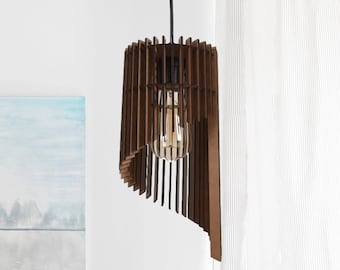 Lampe scandinave en bois, suspension de ferme, plafonnier en bois, lustre suspendu, luminaire en bois, suspension moderne