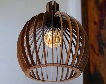 Farmhouse Minimalist Pendant Light, Scandinavian Light Fixture, Modern Wooden Chandelier, Minimalist Nordic Ceiling Lamp