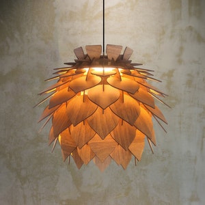 Wooden Pendant Light And Lampshade 2in1, Scandinavian Light Fixture, Wooden Ceiling Lamp, Farmhouse Chandelier, Wooden Rustic DIY Light