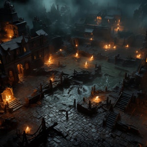 4 NIEUWE realistische "Flooded Dungeon"-gevechtskaarten nu in verbluffende 4K hoge resolutie, perfect voor D&D, Dungeons and Dragons, 5e, Roll20, Fantasy