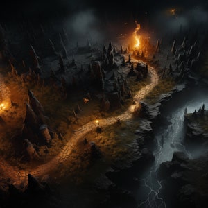 4 REMASTERED „Forest of Ash“ realistische Kampfkarten in atemberaubendem 4K HD, perfekt für D&D, Dungeons and Dragons, 5e, Roll20, Fantasy und mehr!