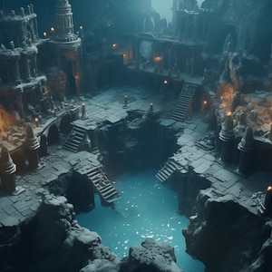 5 mapas de batalla realistas "Lost Caverns" en impresionante resolución 4K, ¡perfectos para DnD, Dungeons and Dragons, 5e, Roll20, Fantasía y más!