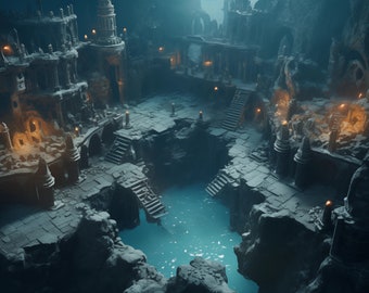 5 &quot;Lost Caverns&quot; Realistic Battle Maps in Stunning 4K, perfect for DnD, Dungeons and Dragons, 5e, Roll20, Fantasy and more!