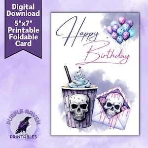 Cartão de feliz aniversário, cartão de aniversário digital gótico