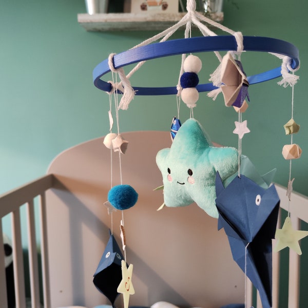 Mobile suspendu de lit pour bébé avec Origamis personnalisés et prénom de votre choix