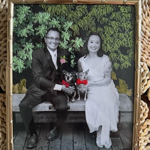 Personalized Wedding Photo Embroidery, Wedding arch floral Handmade embroidery, Gift for her, Wedding Anniversary gifts from daughter.