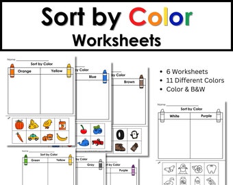 Color Sorting Worksheets (Preschool, Kindergarten)