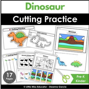 Dinosaur Cutting Practice | Preschool, PreK, Kinder