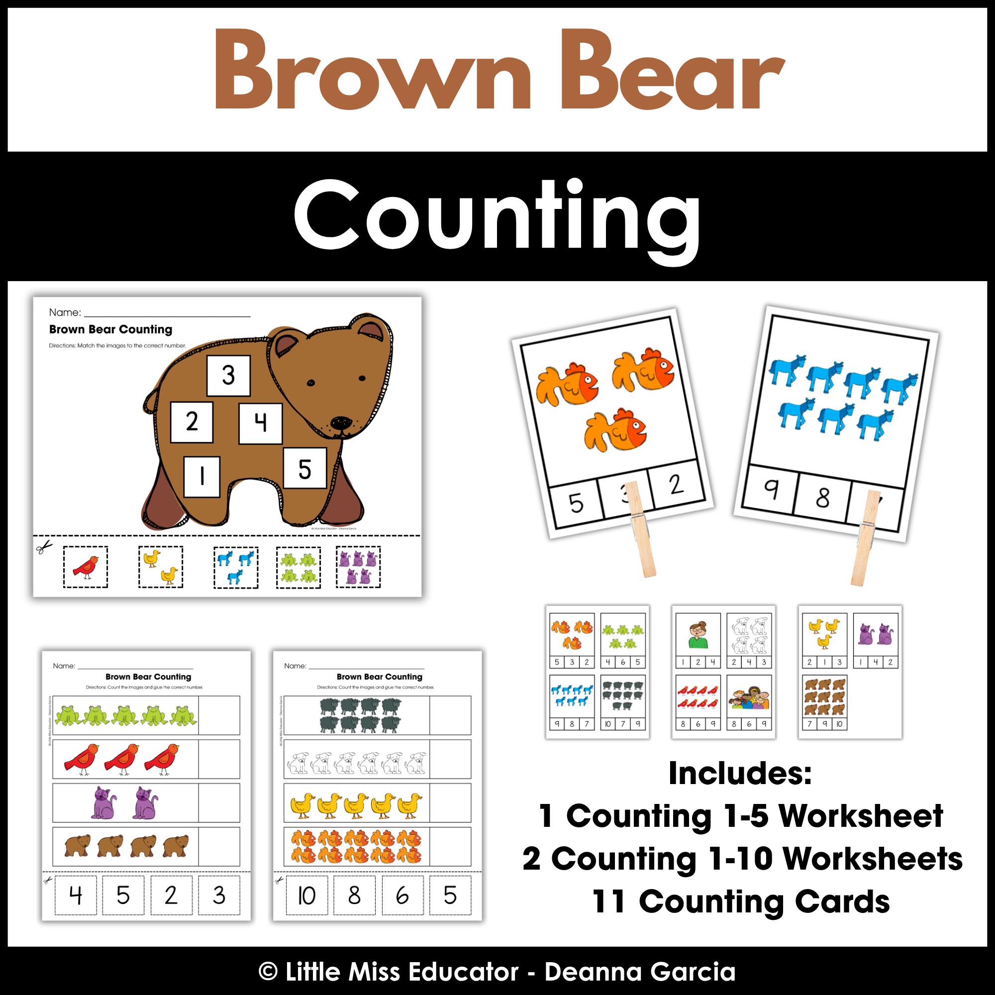 Brown Bear Counting 1–10 Math Centers | Number Recognition Mats ...