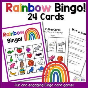 Rainbow Bingo! Gioco o centro per grandi gruppi / 24 carte (scuola materna, scuola materna, asilo)