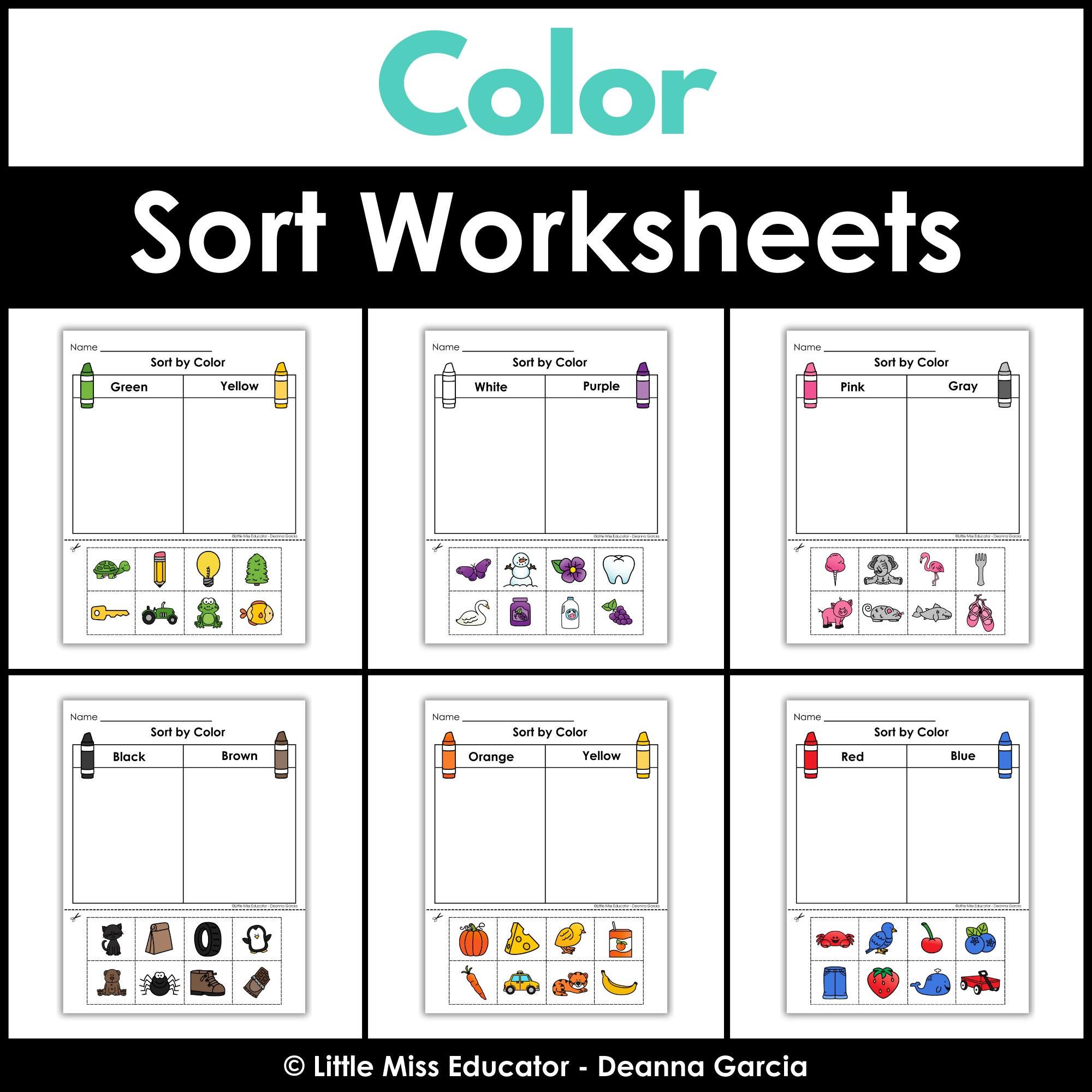 Color. Sort Worksheets Sort by Color Worksheets Color Recognition Matching Activity Prek ...