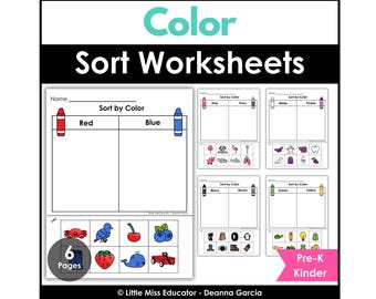 Color Sorting Cut and Paste Worksheets | 11 Colors | Centers + Morning Work