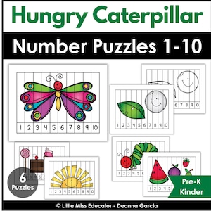 Die hungrige Raupe Zahlenrätsel 1-10 | Preschool, Pre-K, Kinder