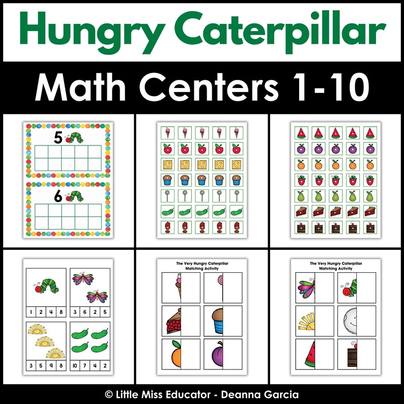 Hungry Caterpillar Math Centers Counting 1-10 | Preschool, Pre-k ...